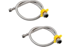 LEADAHEAD 24-Inch Faucet Connector Flexible Hose Stainless Steel Braided Supply Line 1/2" FIP x 3/8" COMP Connects Kitchen sink to Water Supply Pack of 2