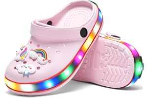 STAHOVY Kids' Boys Girls LED Clogs Cute Garden Shoes Cartoon Slides Lightweight Non Slip Indoor Outdoor Sandals Beach Slippers Children