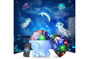 DOFLER Night Light Projector,Ocean Star Night Light for Kids Room,Dinosaur Toys with 360° Rotation,Remote and Timer,3 Projection Films,17 Light Modes,9 Lullaby Songs,Birthday Christmas Gifts Kids Toys
