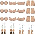 CHGCRAFT 90Pcs 3 Styles Unfinished Wood Charms Connectors Links Double Holes Round Curved Trapezoid Pendant Link for DIY Bracelet Earring Necklace Keychain Jewelry Crafts Making