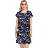 JHKKU Nightgowns for Women Pajamas Dress Short Sleeves Shirt Casual Loungewear Sleepwear