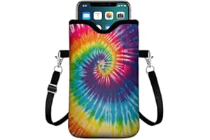 GEGEPINK Universal Phone Sleeve Pouch with Crossbody Strap 7.6 X 4.3 Inches Shockproof Water Resistant Mobile Protection Bag-Tie Dye Neoprene Phone Pouch Bag