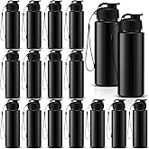 Mifoci 20 Pieces Water Bottle Bulk 17 oz Plastic Water Bottles Bulk Gym Sports Adults Reusable Large Bottles with Leak Proof Flip Top for Party Outdoor(Regular Style,Solid Black)