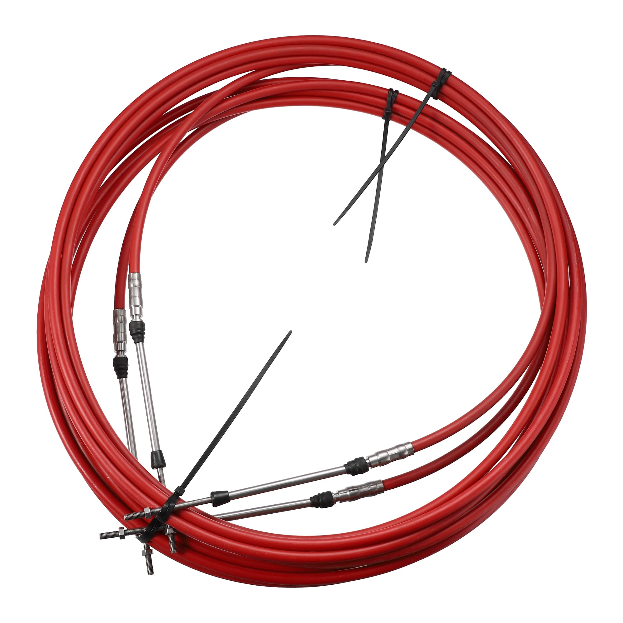 Motoforti 2pcs 20ft 236 Inch Throttle Shift Remote Control Box Cable Red — image 1