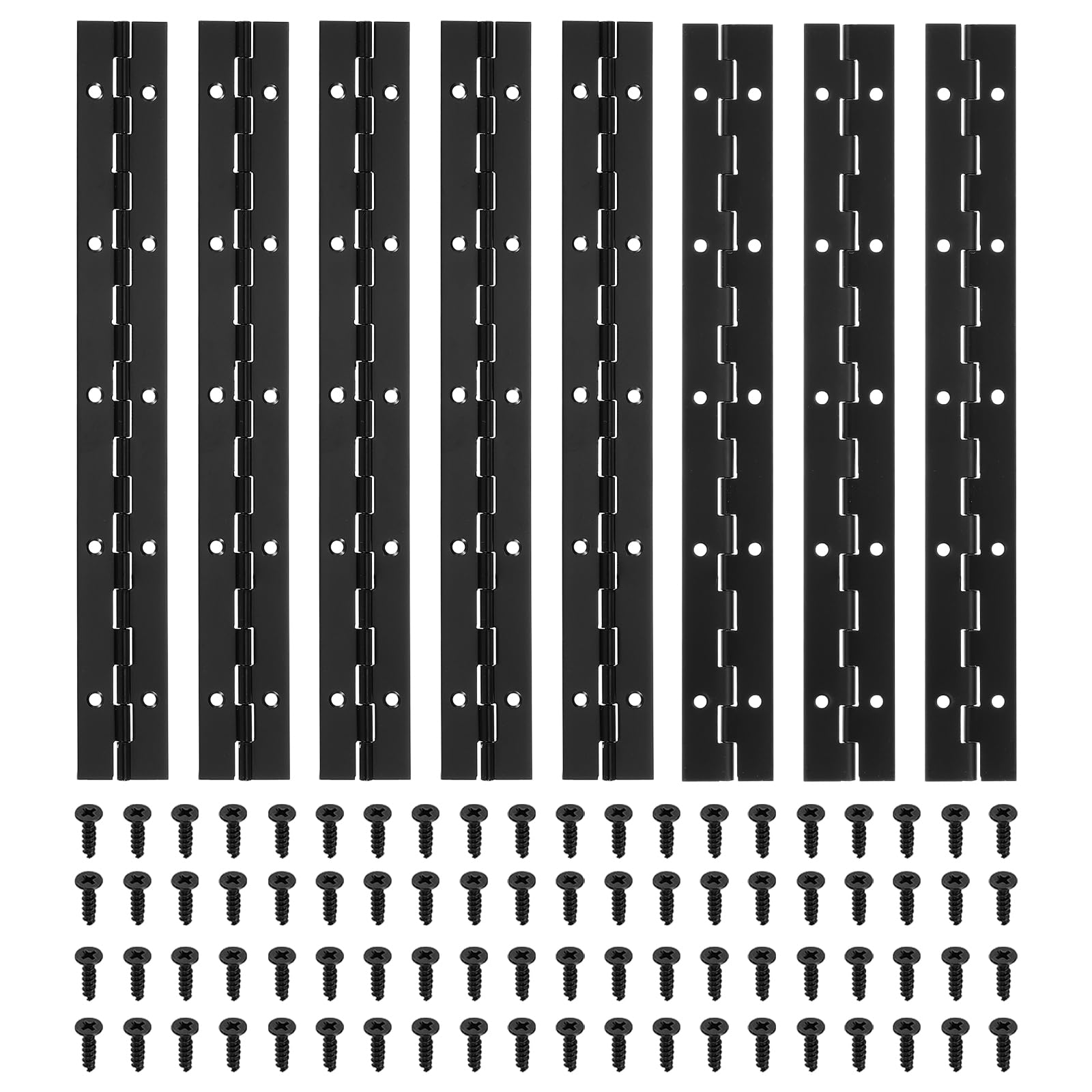 PATIKIL 10x1.2 Inch Piano Hinge,8 Pcs 304 Stainless Steel Continuous Hinge with Holes for Piano Gate Door Wooden Storage Box Cabinet Boat,Black