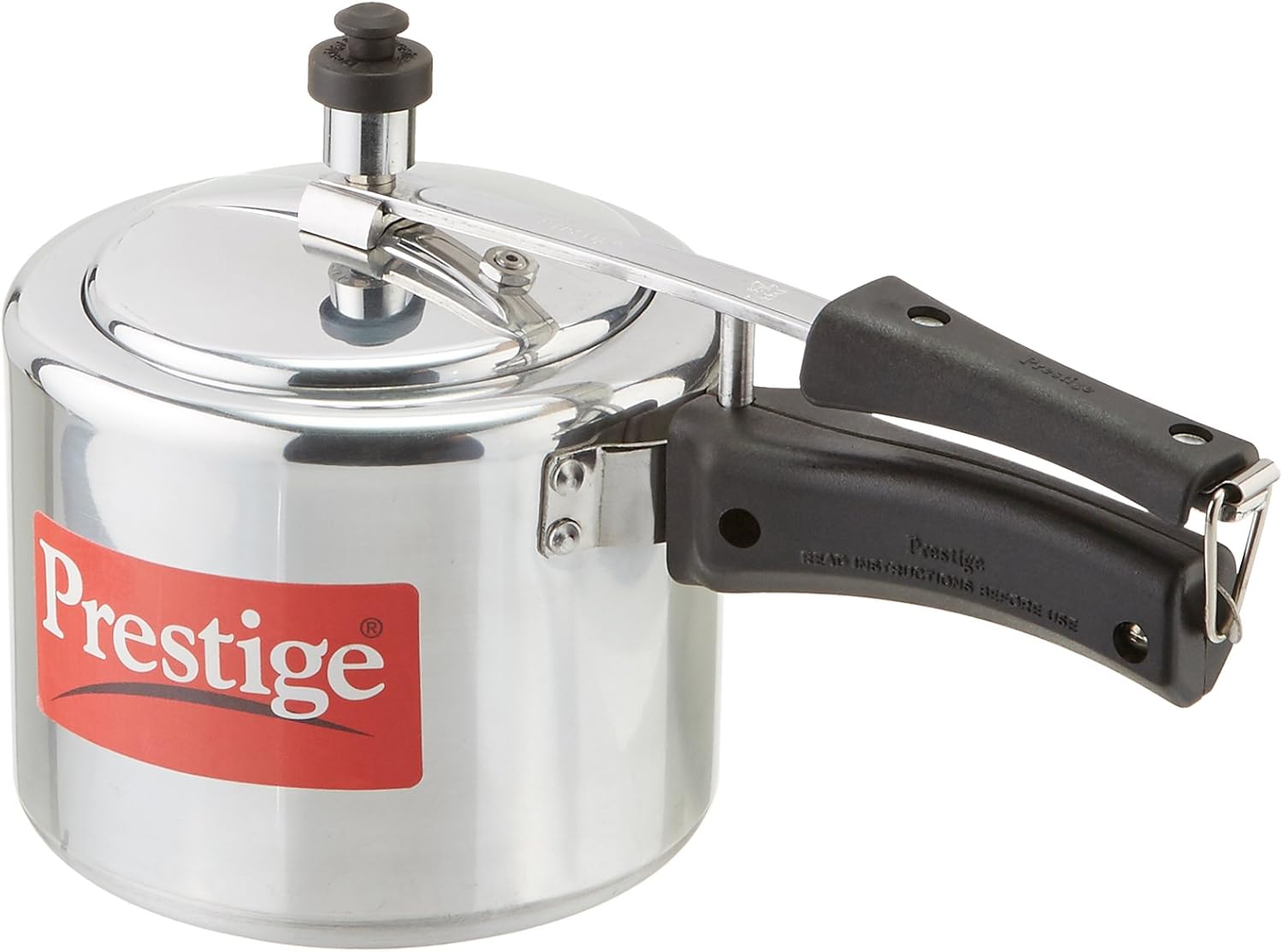 Prestige PRNPC3 Nakshatra Plus 3-Liter Flat Base Aluminum Pressure Cooker for Gas and Induction Stove, Small, Silver