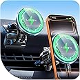 LISEN 15W for MagSafe Car Mount Charger with【24 Strongest Magnets】Phone Holder Car Wireless Charger【360°】Vent & Dashboard Pho