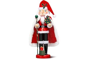Karenhi 15 Inch Christmas Wooden Nutcracker 15 Inch Traditional Nutcracker Festive Decor for Xmas Party Shelves and Tables(Santa Claus)