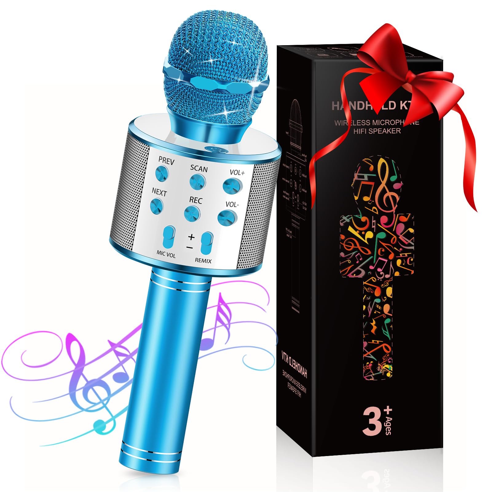 GeschenPark Microphone for Kids, Boy Toys Age 3-12 Gifts Presents for 3-12 Year Old Boys Girls Toys Age 3-12 Karaoke Machine Halloween Xmas Gifts