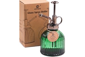 OFFIDIX Plant Mister Spray Bottle Glass Mister for Inside 6.3" Tall Vintage Style with Bronze Plastic Top Pump One Hand Water