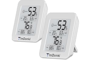 TimDonki Digital Hygrometer with Max and Min Records 10s Fast Refresh Accurate-Hygrometer Room Thermometer Indoor for Home/Bedroom/Baby Room/Office/Greenhouse/Cellar (White)