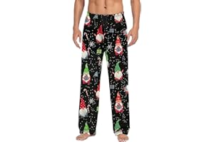 Mens Pajama Pants Ugly Christmas Soft Lightweight Elastic Waist Drawstring Lounge Pj Bottoms Sleepwear with Pockets