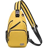 SUIKIHUM Convertible Sling Bag Crossbody Backpack, 11" Tablet Bags with Headphone Jack Shoulder Bag Casual Pack for Women Hiking Travel (Yellow)