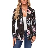 MINTLIMIT Women Jacket Blazers Casual Button Front Lapel Collar Stretchy Long Sleeve Blazer Suit Jacket Formal Work Office,M,Floral Black