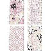 Artoid Mode Pink Floral Leaves Boho Kitchen Towels Dish Towels, 18x26 Inch Seasonal Decoration Hand Towels Set of 4