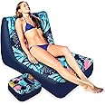 LUSVNEX Pool Float Lounger, Inflatable Floating Chair with Cupholder Caddy, Heavy Duty Floaties Toys Adult Size for Pool, River