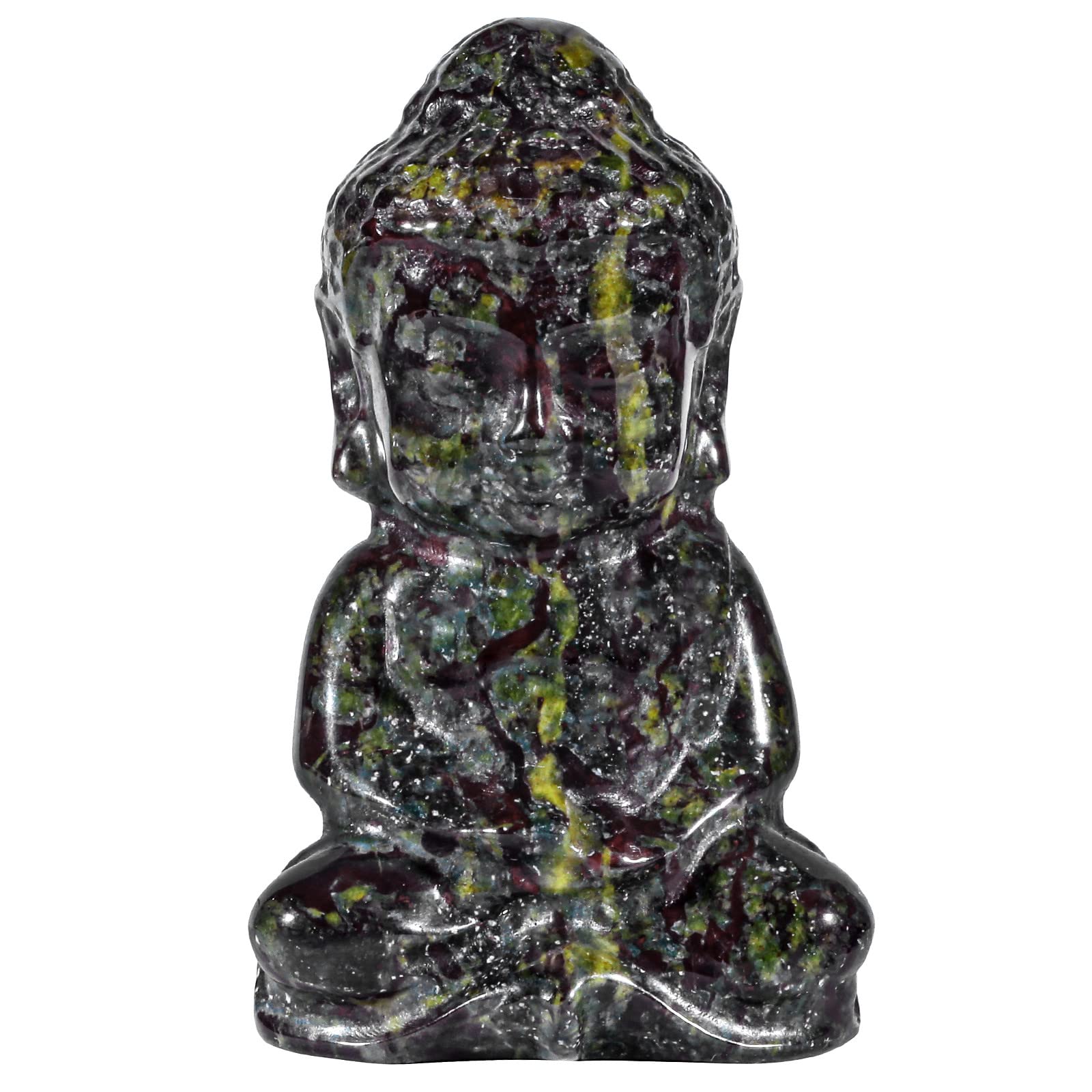 Nupuyai Dragon Bloodstone Crystal Stone Lucky Baby Buddha Statue Ornament, Spiritual Healing Carved Stone Figurine Good Luck Home Office Decor