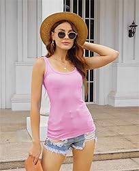 Deerludie & T Womens Scoop Neck Ribbed Tank Tops