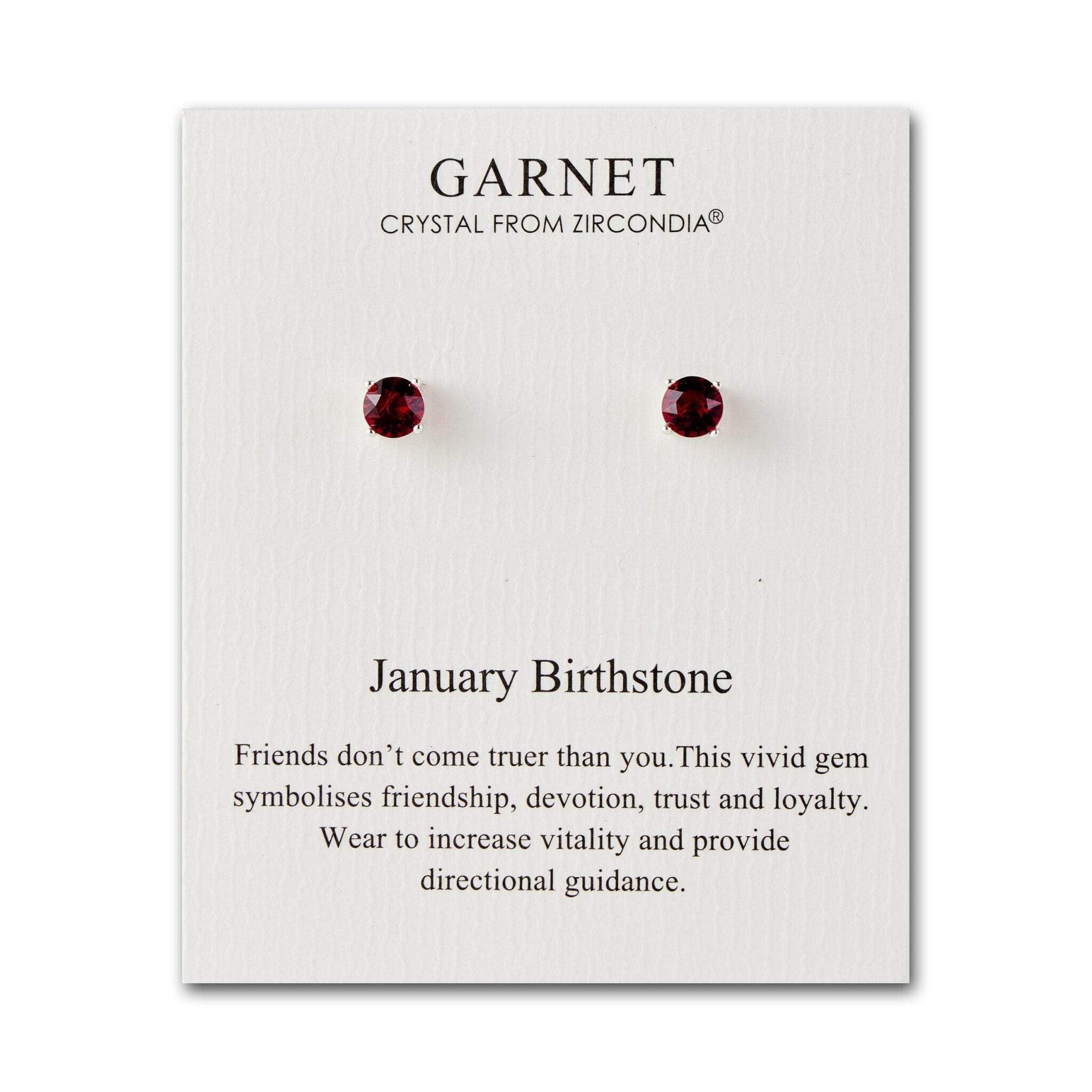 Philip Jones January (Garnet) Birthstone Earrings Created with Zircondia® Crystals