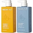 Medix 5.5 Vitamin C Lotion + Collagen Cream Anti Aging Moisturizer Skin Care Set, Collagen Lotion Targets Wrinkles, Sagging Skin, Crepey Skin, Vitamin C Cream Brightens & Hydrates Dry Skin, Bundle