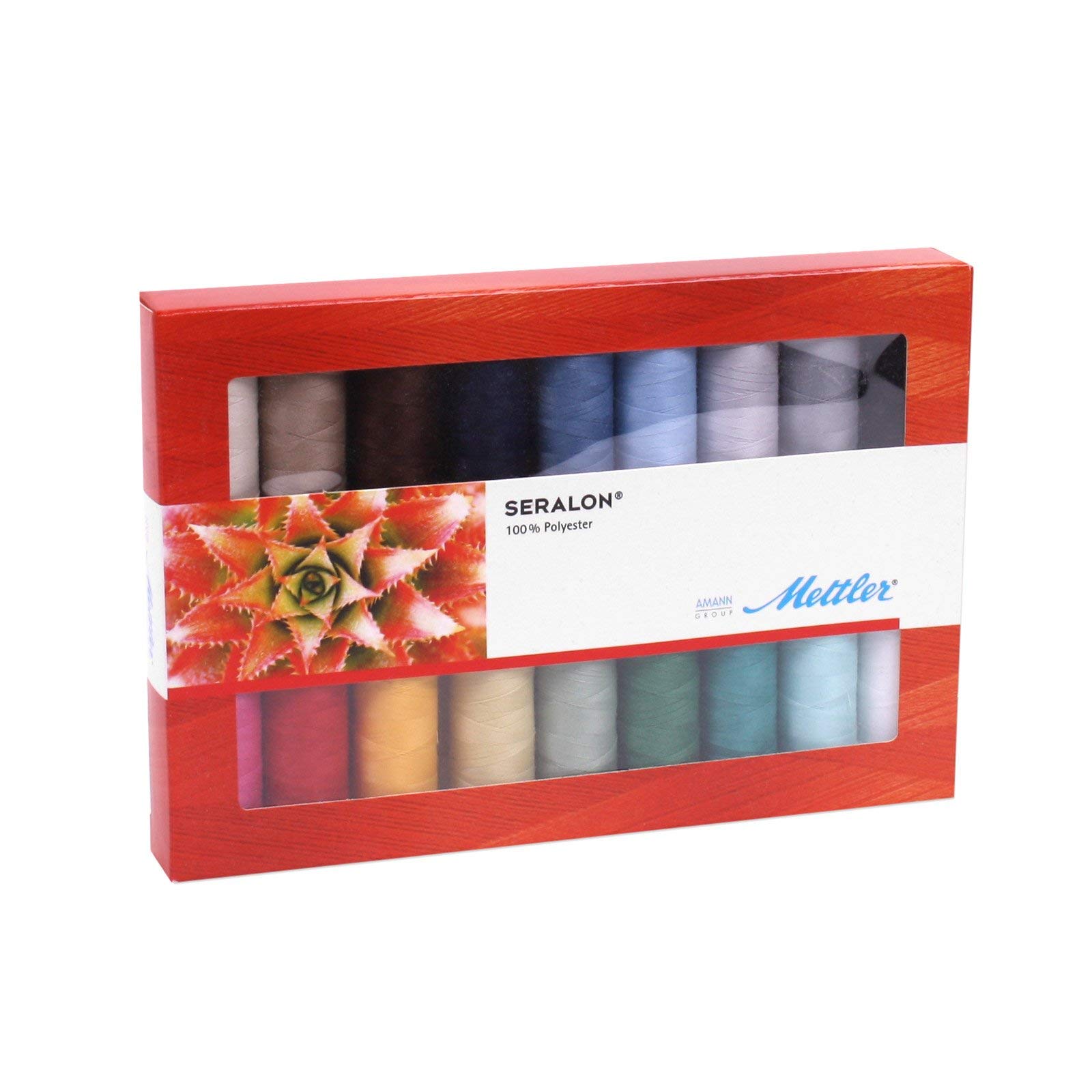 Mettler SERALON 18 Kit Sewing Thread Set: Universal Thread for Sewing or Embroidery, Sewing Thread for Sewing Machine, 100% Polyester, SE18 Kit, 200 m per Roll