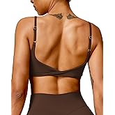QUOJIZY Sports Bras for Women Open Back Workout Tops for Women Yoga Bra Spaghetti Straps Twist Back