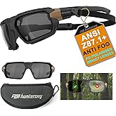 HTS HUNTERSKY Ballistic Tactical ANSI Z87.1+ Impact Protection Anti Fog Shooting Glasses Military Grade Airsoft Range