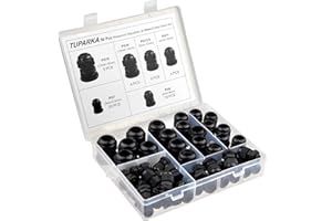TUPARKA 50 Pack Cable Gland Waterproof Adjustable 3-16mm Cable Connectors PG7 PG9 PG11 PG13.5 PG16 PG19 Plastic Cable Gland Joints with Gaskets in PP Box