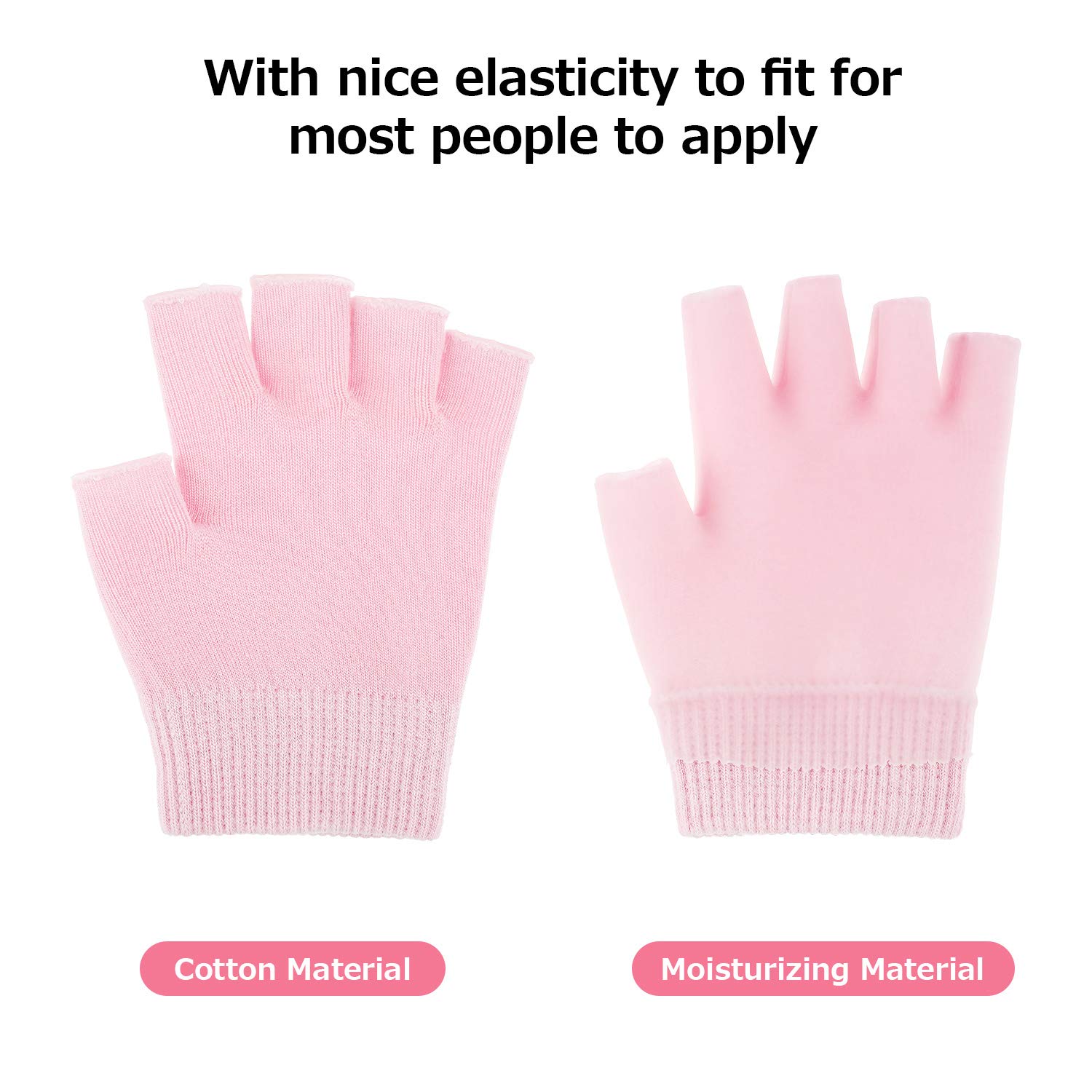 2 Pairs Moisturizing Gloves Fingerless Moisture Gloves Soft Moisturizing Gloves for Dry Rough and Cracked Hands (Pink and Black) : Beauty
