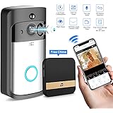 GJT Smart Video Doorbell Wireless Home WIFI Security Camera With Indoor Chime, 8G SD Card, Free Cloud Service, 2 Batteries, 2-Way Talk, Night Vision, PIR Motion Detection, APP Control for IOS Android
