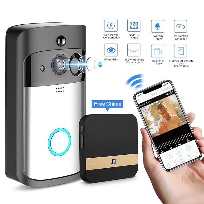 Smart Video Doorbell Wireless Home Security AntiTheft Camera with