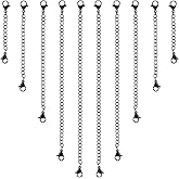 10 Pcs 5 Size Jewelry Extenders Chain, Black Extension for Necklace, Stainless Steel Necklace Extension Chain for Jewelry Making, DIY Bracelet Anklet (Black)