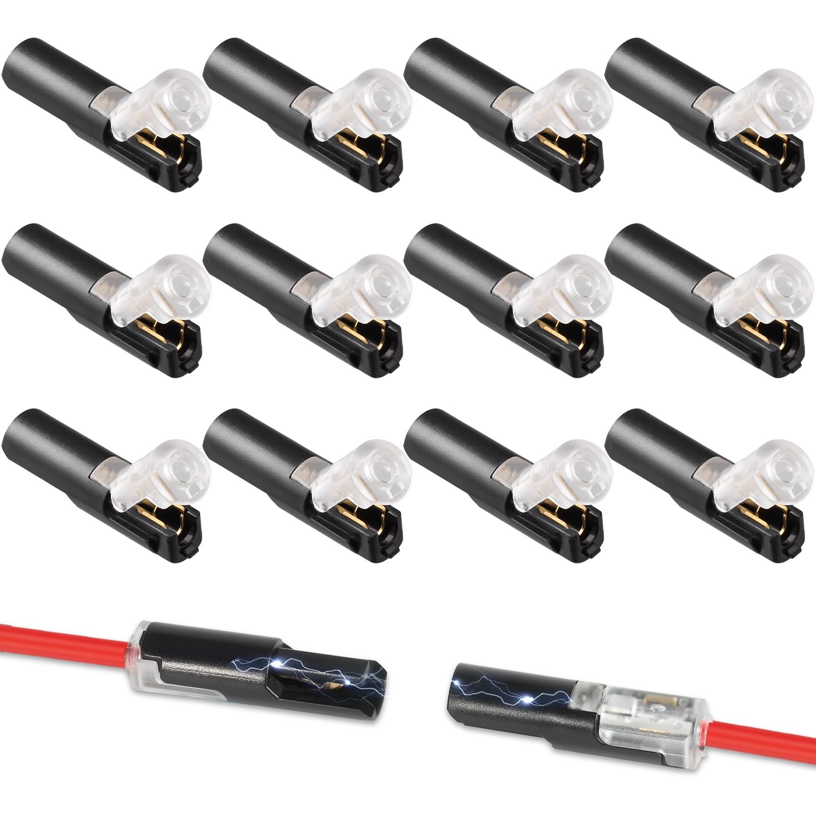 Photo 1 of 1 Pin Low Voltage Wire Plug-in Connector for 16-18 AWG, 1 Wire Quick Disconnect Electrical Connectors with Locking Buckle, No Wire tripping Solderless for Automotive, LED Lights, DIY Projects (12 Pcs)