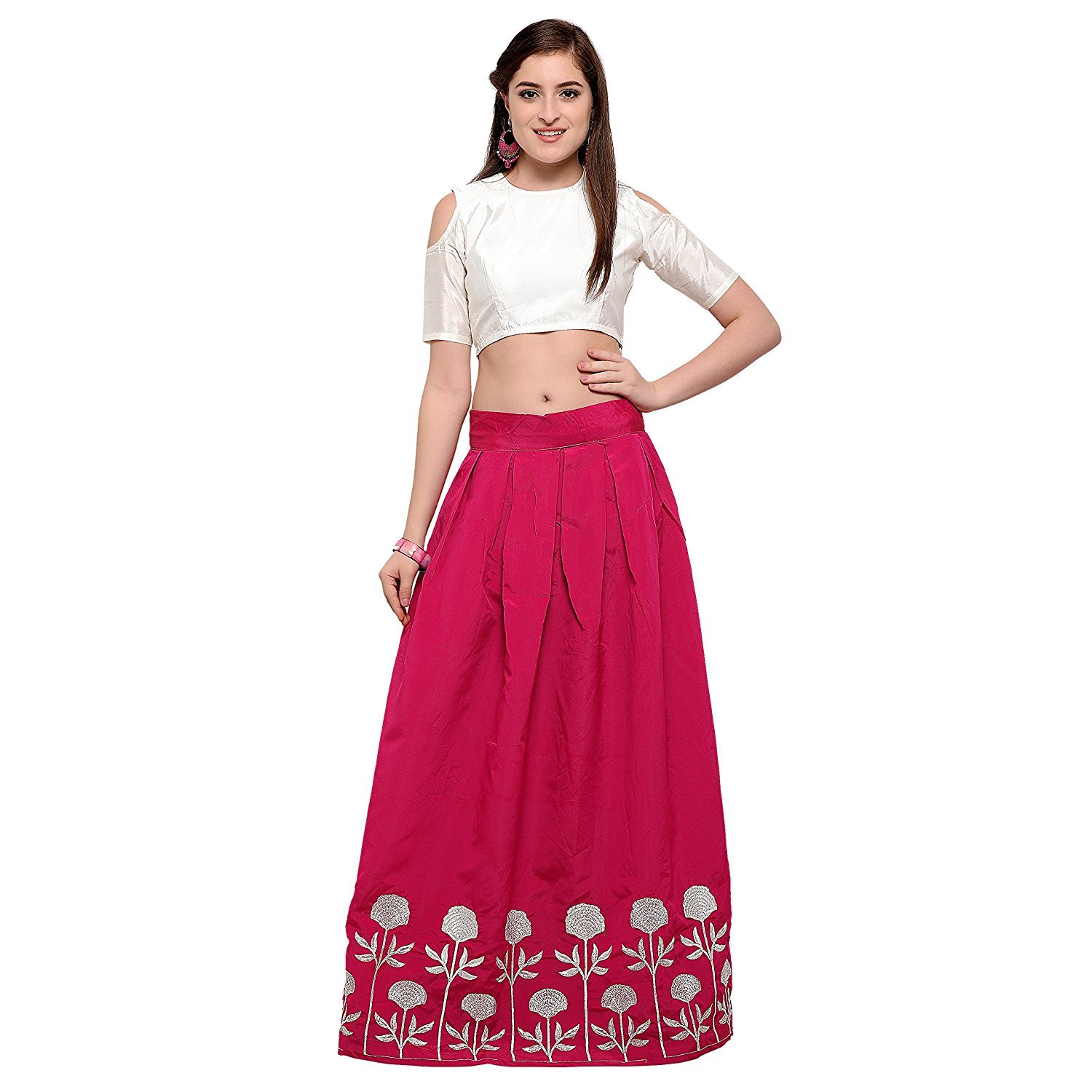 eyesonme women's taffeta silk anarkali gown(free size)