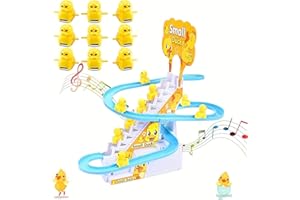 Small Ducks Climbing Toys, Electric Llittle Duck Climbing Stairs Tracks Slide Toy Set, Small Duck Roller Coaster Track Toy wi