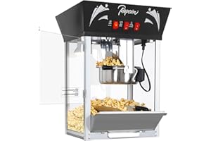 Nyddle Popcorn Maker Machine,12 Ounce Kettle Stainless Steel Commercial Popcorn Machine with Tempered Glass,Warming Deck, 900
