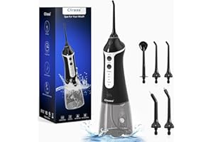 Clirass Portable Water Flosser - Cordless Rechargeable Water Dental Pick with 5 Jet Tips, 3 Modes, IPX7 Waterproof & 300ML Cleanable Reservoir, Ideal for Teeth Cleaning & Flossing, Black
