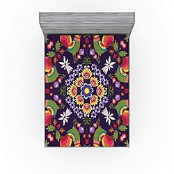 Ambesonne Polish Folk Art Fitted Sheet, Traditional