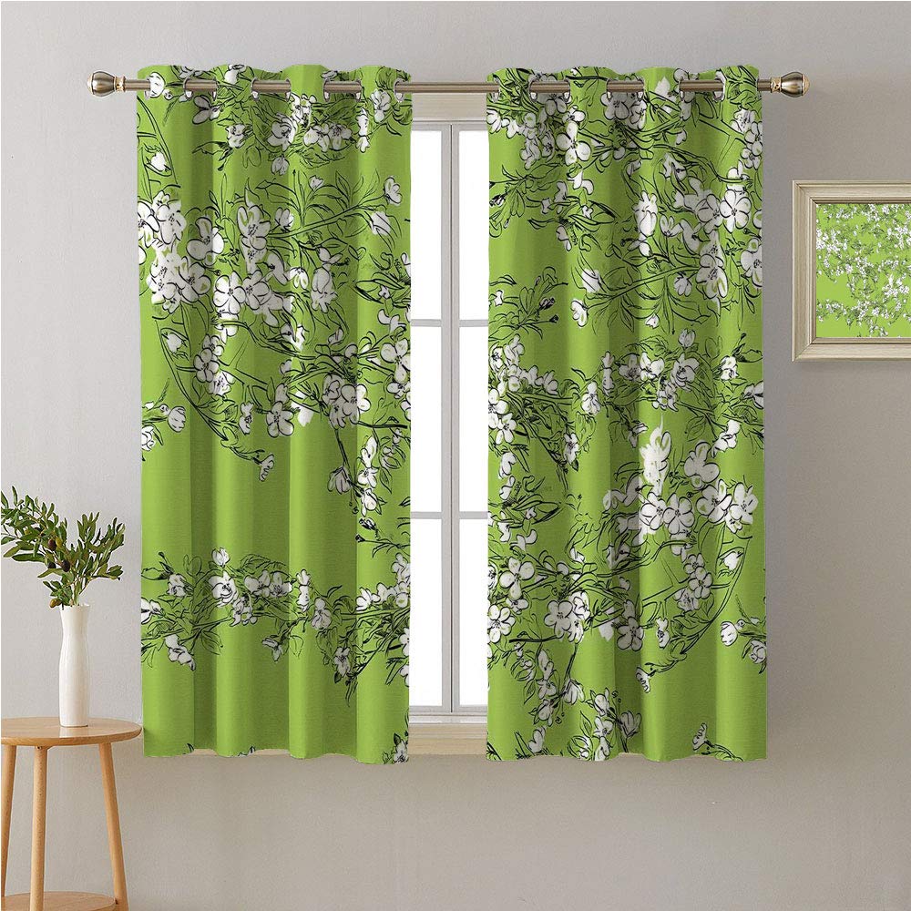 Amazon Com Jinguizi Printawe Apple Green Grommet Curtain Kitchen