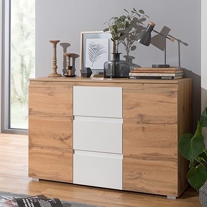 expendio Sideboard Imke 4 Honigeiche 120x80x40 cm Anrichte Kommode Schrank Wohnzimmerschrank Wohnzimmer Esszimmer