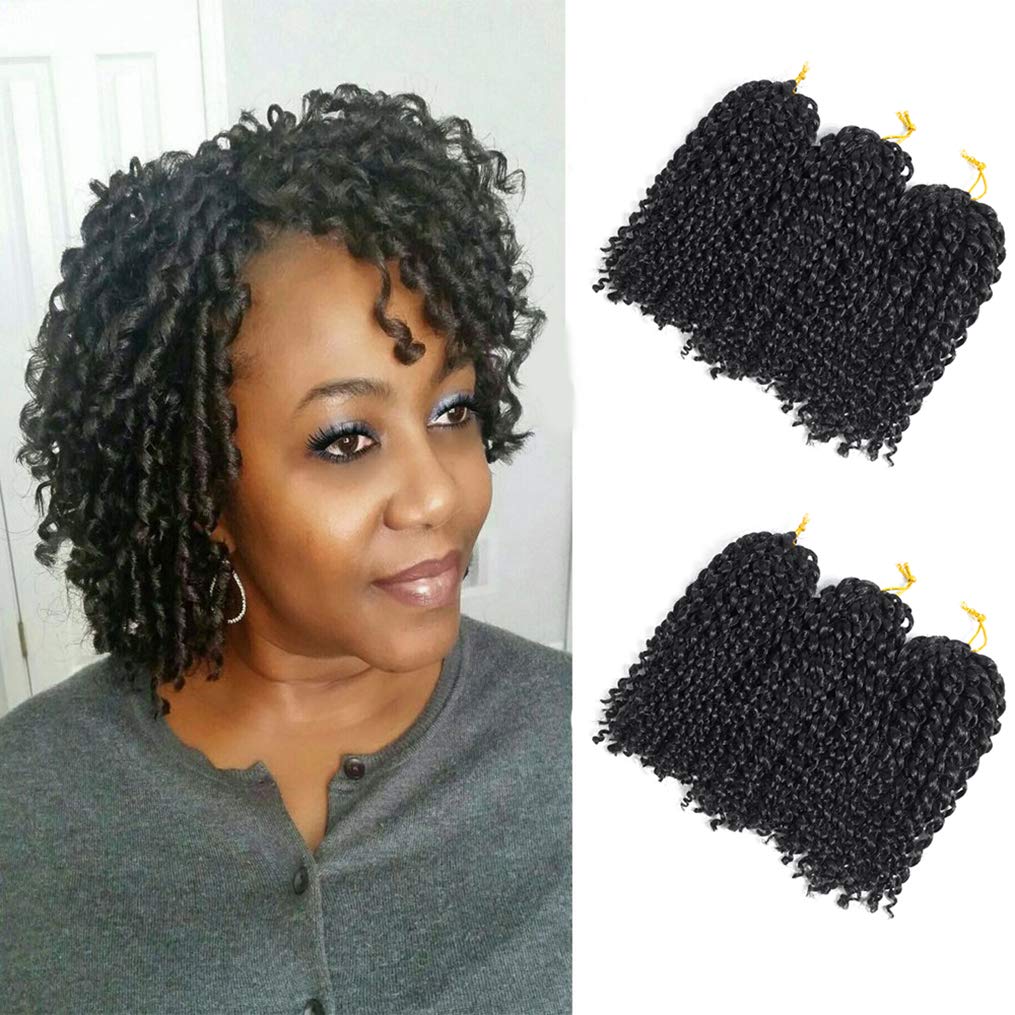 AiKa 6Pcs/Lot Marlybob Crochet Hair Afro Kinky Curly Hair Crochet Braids Curly Crochet Braiding Hair Synthetic Hair Extension (1B)