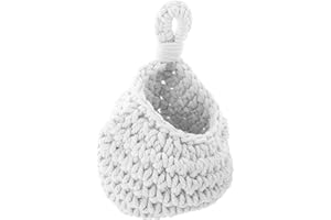 HOMSFOU Large White Wall Hanging Vegetable Basket, Handwoven Fruit Storage Organizer for Kitchen and Pantry