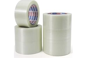 ADHES Filament Strapping Tape 2 Inch x 35 Yards, 6 Rolls, 5.5 Mil Heavy Duty Fiber Reinforced Packing Tape, Fiberglass Tape f