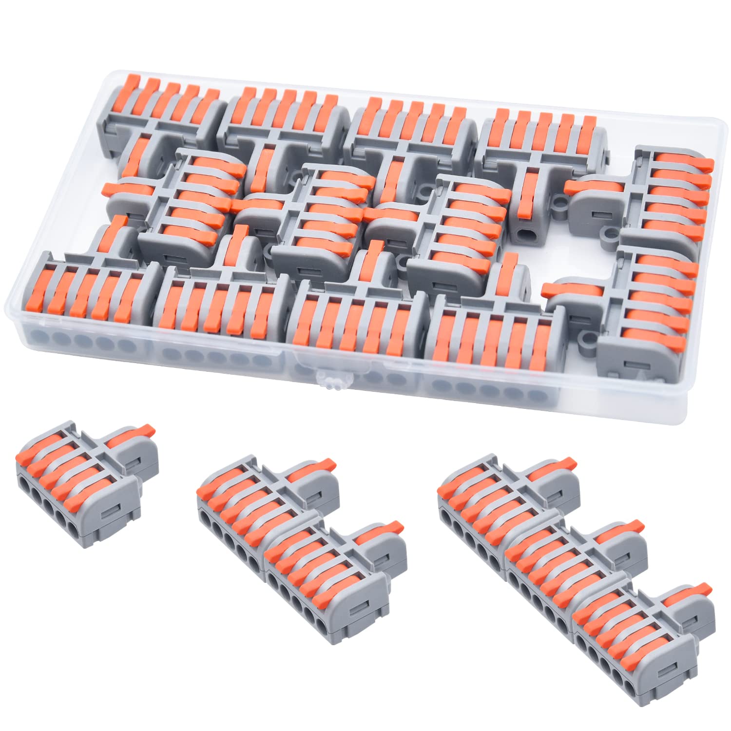 XALXMAW 13Pcs Wire Connector, 1 In 5 Out DIY Mini Splicing Compact Terminal, Quick Push-in Electrical Connectors 28-12 AWG