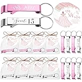 Dandat 25 Set Quinceanera Party Favors for Guests 15 Years Old Bottle Opener Keychain Organza Bags Thank You Cards