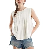 Mingzhu Women's Summer Pleated Ruffle Hem Babydoll Vest Shirt Y2K Peplum Sleeveless Tank Top Casual Loose Fit