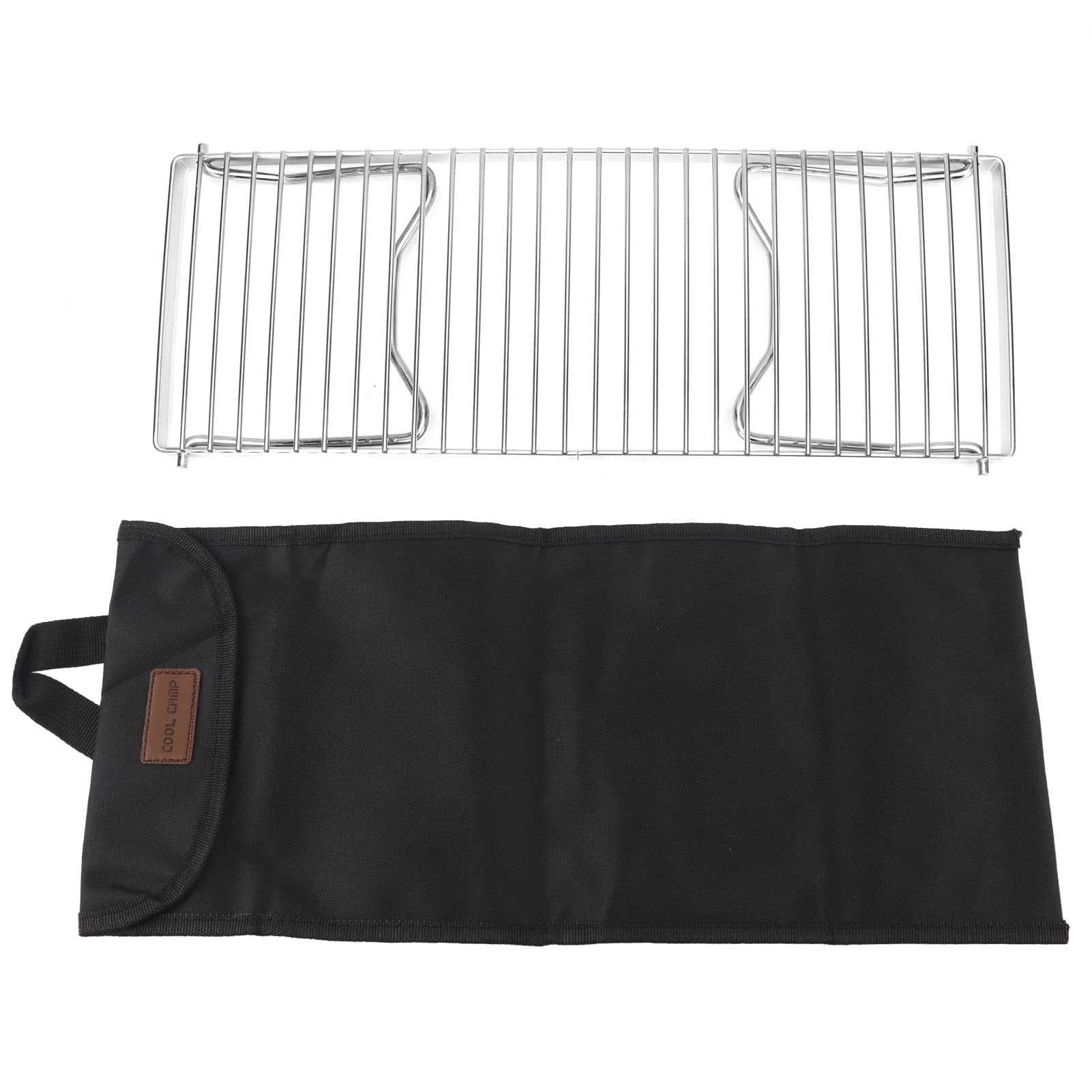 Cocoarm Folding Camping Grill Stainless Steel Barbeque Grate Grid Portable Barbeque Grill Foldable BBQ Grid Cooking Rack Collapsible Campfire Grill with Storage Bag, 44 X 16cm/17.3 X 6.3in