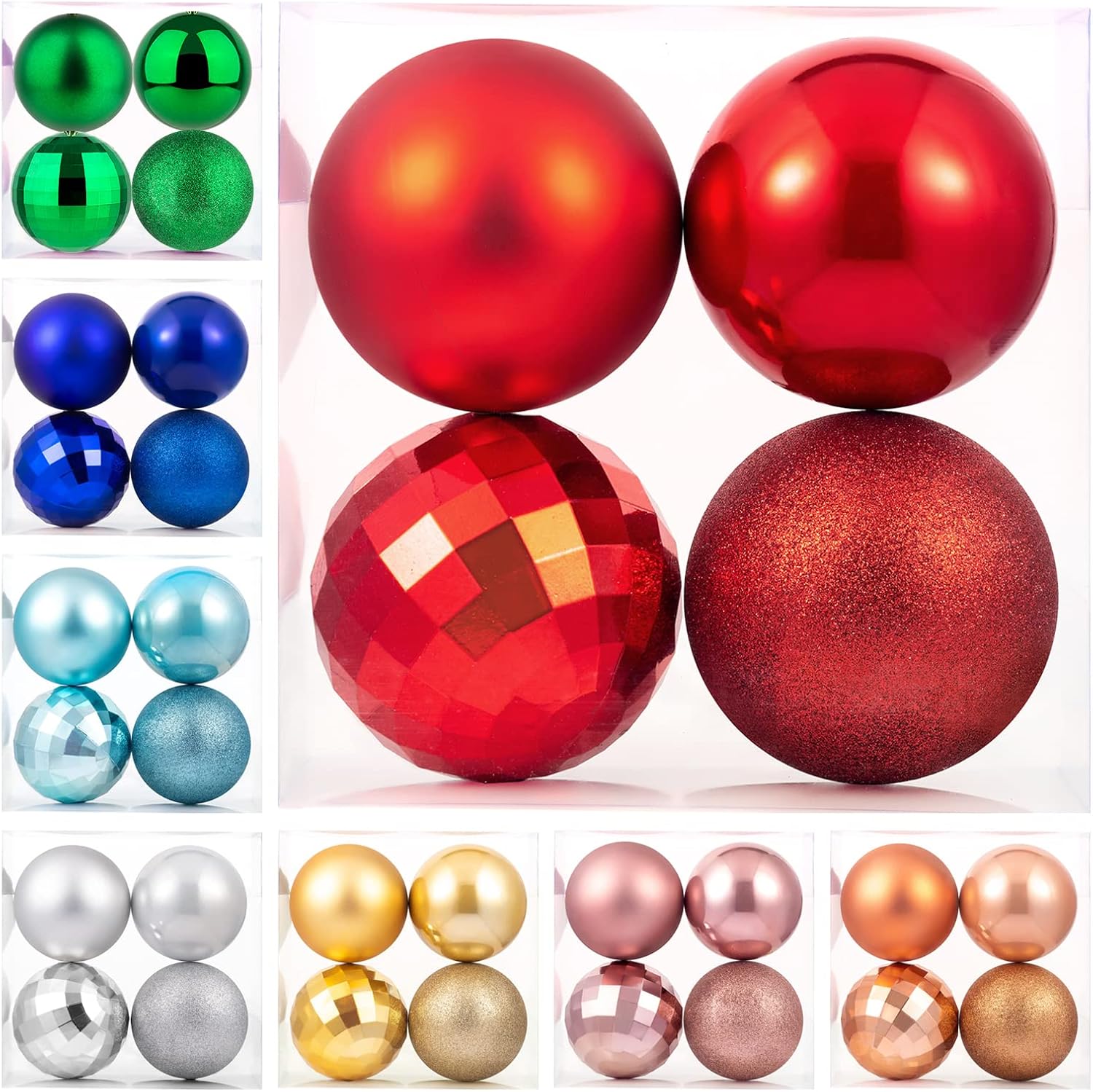 Ornaments - XmasExp Christmas Ball Ornaments Red Giant Shatterproof Plastic Decorative Hanging Mercury Ball Christmas Tree Ornaments for Holiday Party Decorations(Diamond red, 4.0