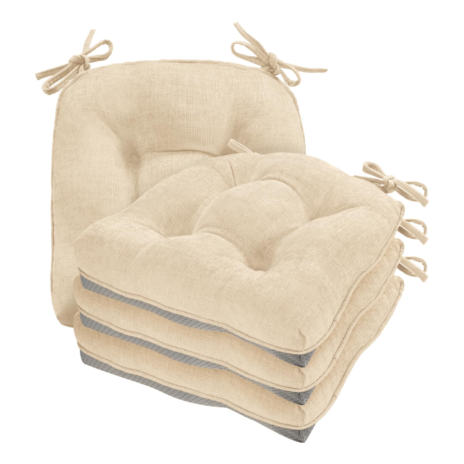 View 1 of ** ONLY 2**
Cozyide Chair Cushions for Dining Chairs, 17" x 17" Non-Slip Kitchen Chair Pads with Adjustable Ties, Indoor Chair Cushions for Dining Room, Ivory (Pack of 4)