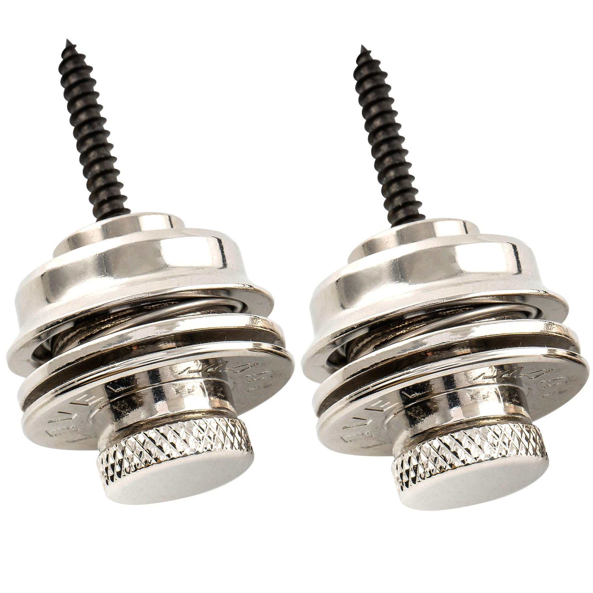 Musiclily Pro Heavy Duty Guitar Strap Locks Security Straplocks System for Fender Strat/Tele Electric Guitar or Bass, Nickel(Set of 2)